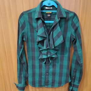 Rugby by Ralph Lauren Green Black Plaid Ruffle